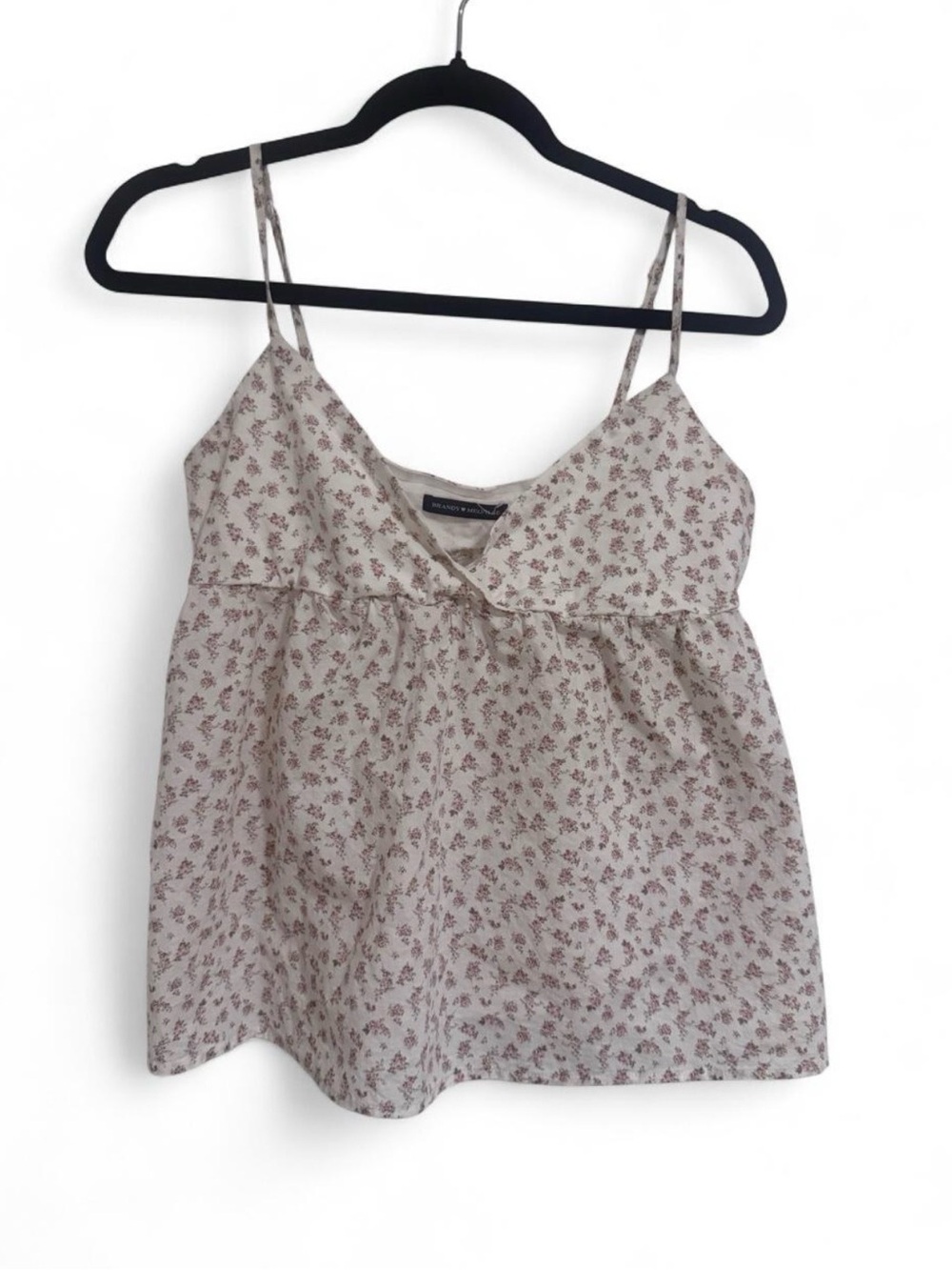 Brandy Melville Cream Tank Top with Pink Floral Print
